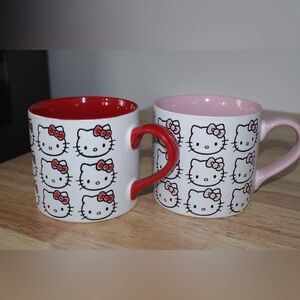 Hello kitty logo red and pink coffee / tea mugs set